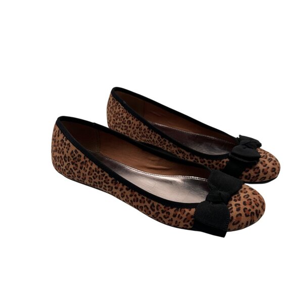 Alfani Size 7.5 Leopard Print Ballet Flats Bow Womens Cushioned Insole Black - Picture 12 of 12